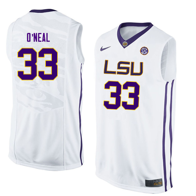 Men LSU Tigers #33 Shaquille ONeal College Basketball Jerseys-White - Click Image to Close
